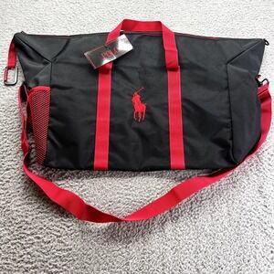 Ralph Lauren Polo Tote/CarryAll‎ Bag Canvas Big Red Pony Embroidery 18x15x7"